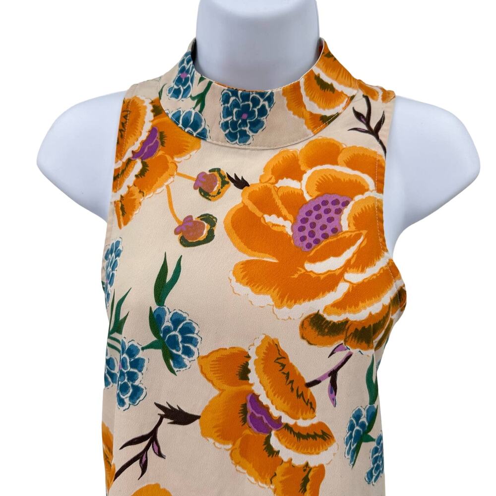 By Together Dress WMNS M Cream Floral Mock Neck Tank Backless Retro Cottagecore - Picture 3 of 9